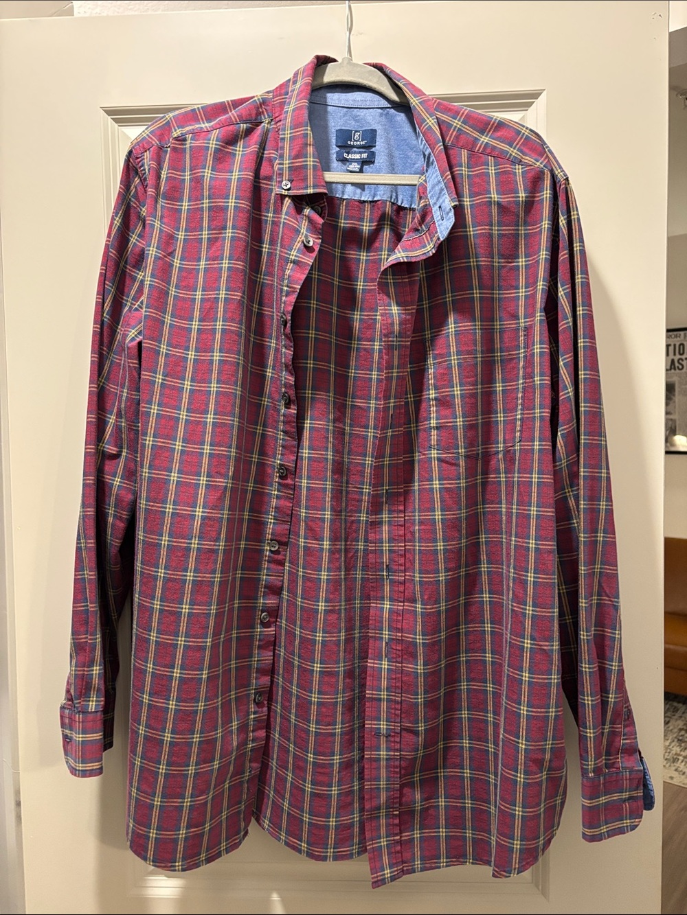 George Men’s Burgundy Plaid Button-Down Shirt